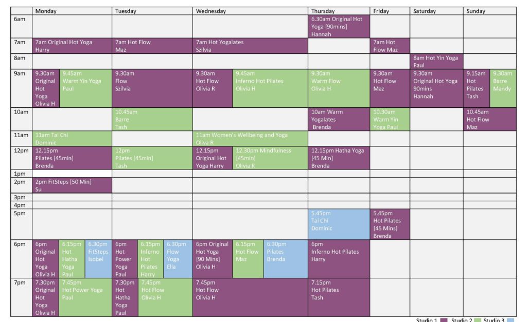 Timetable Ironstone Wellbeing Centre