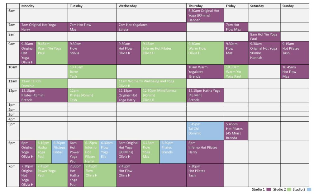 Timetable Ironstone Wellbeing Centre